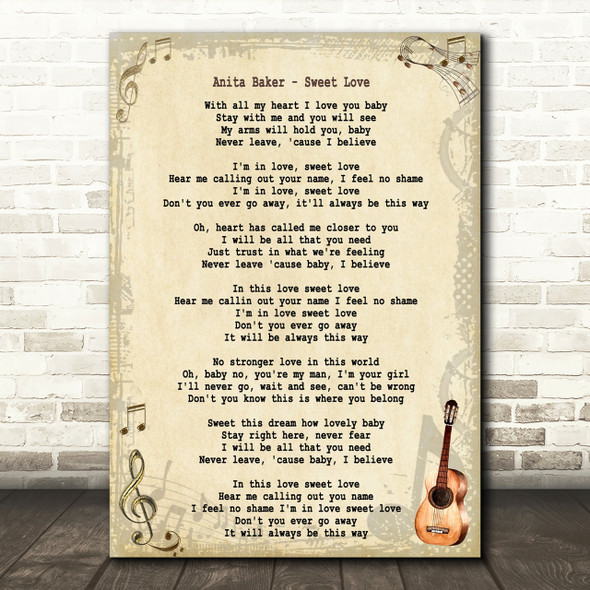 Anita Baker Sweet Love Song Lyric Quote Print