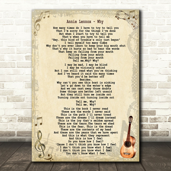 Annie Lennox Why Song Lyric Quote Print
