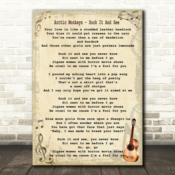 Arctic Monkeys Suck It And See Song Lyric Quote Print