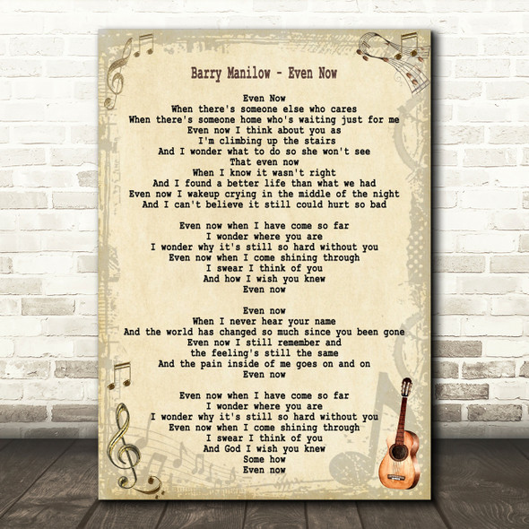 Barry Manilow Even Now Song Lyric Quote Print