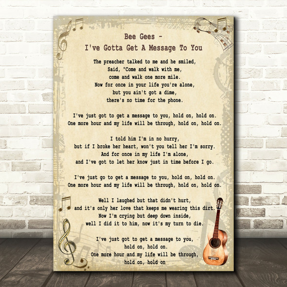 Bee Gees I've Gotta Get A Message To You Song Lyric Quote Print