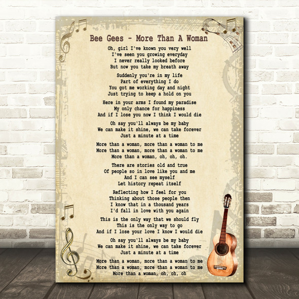 Bee Gees More Than A Woman Song Lyric Quote Print