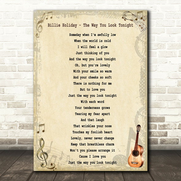 Billie Holiday The Way You Look Tonight Song Lyric Quote Print