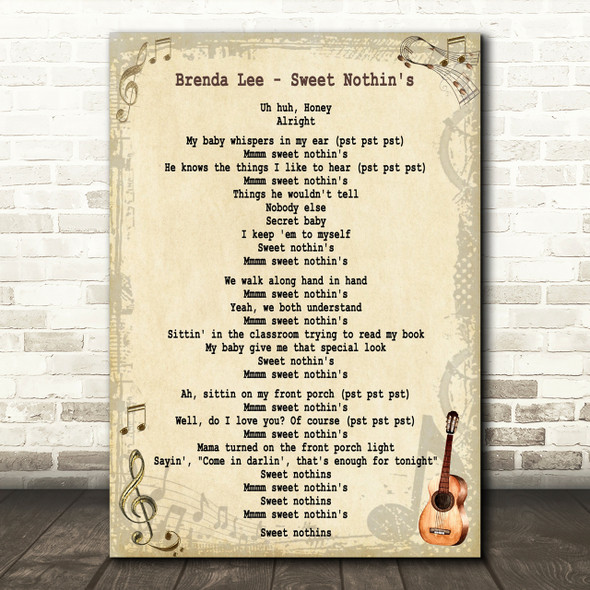 Brenda Lee Sweet Nothin's Song Lyric Quote Print
