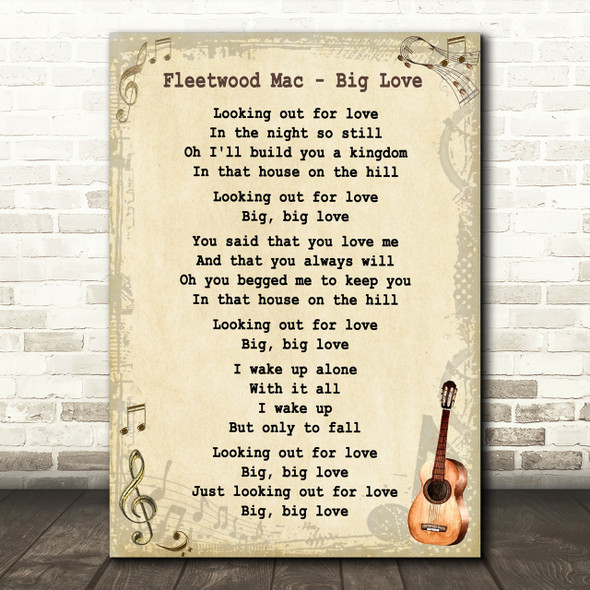 Fleetwood Mac Big Love Song Lyric Vintage Quote Print