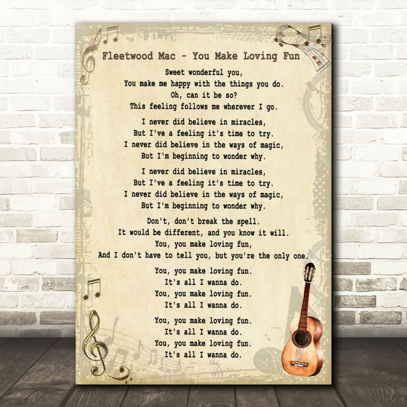 Fleetwood Mac You Make Loving Fun Song Lyric Vintage Quote Print