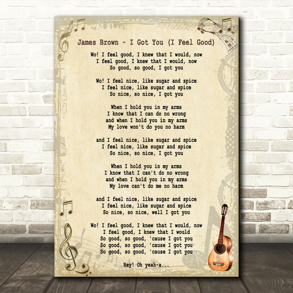 James Brown I Got You (I Feel Good) Song Lyric Quote Print