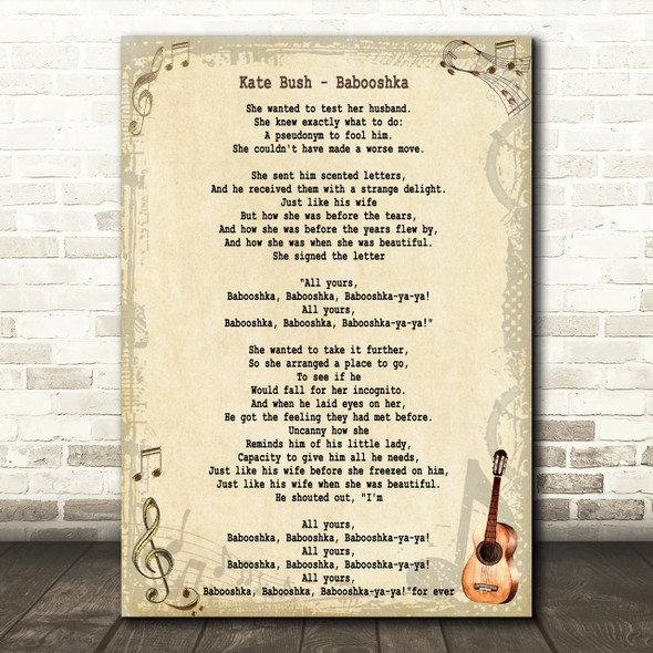 Kate Bush Babooshka Song Lyric Quote Print