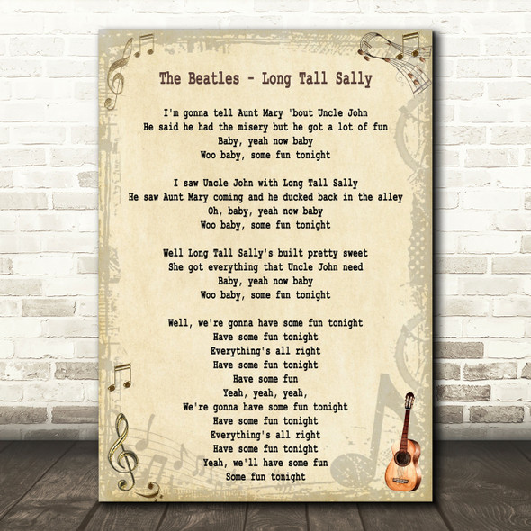 The Beatles Long Tall Sally Song Lyric Quote Print