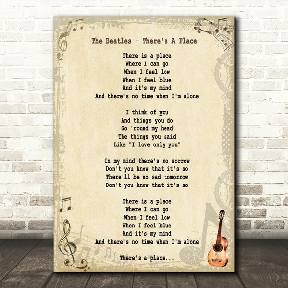 The Beatles There's A Place Song Lyric Quote Print