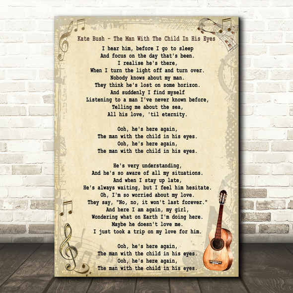 The Man With The Child In His Eyes Song Lyric Vintage Quote Print
