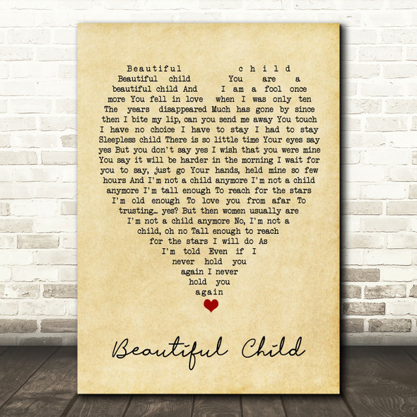 Beautiful Child Fleetwood Mac Vintage Heart Quote Song Lyric Print