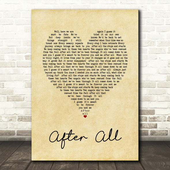 Cher After All Vintage Heart Song Lyric Quote Print