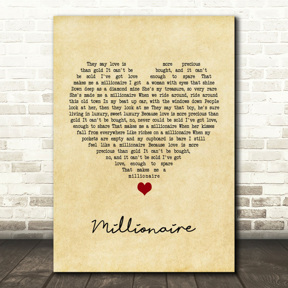 Chris Stapleton Millionaire Vintage Heart Song Lyric Quote Print