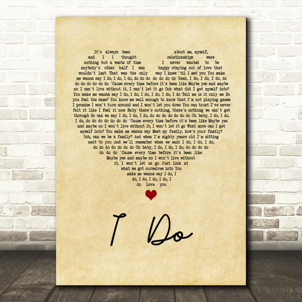 Colbie Caillat I Do Vintage Heart Song Lyric Quote Print