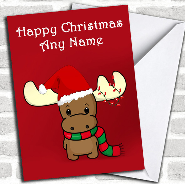 Cute Little Reindeer Christmas Card Personalized