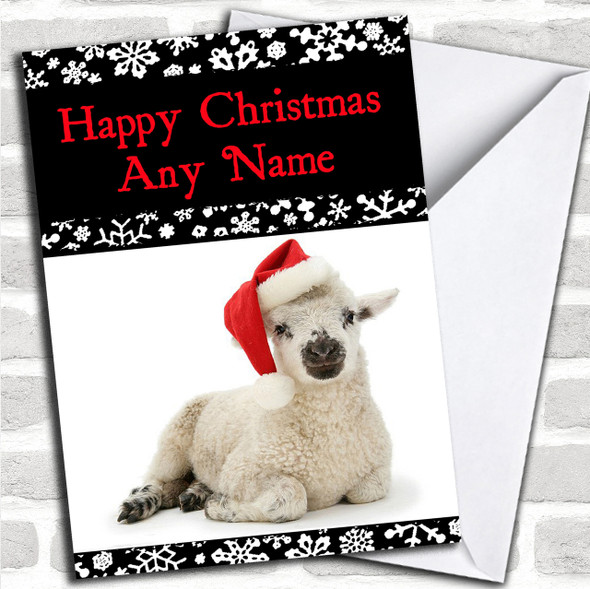 Cute Lamb Christmas Card Personalized