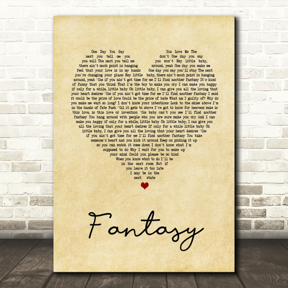 George Michael Fantasy Vintage Heart Song Lyric Quote Print