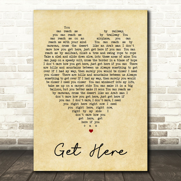 Get Here Oleta Adams Vintage Heart Quote Song Lyric Print