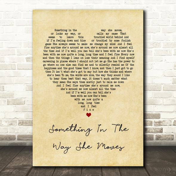 James Taylor Something In The Way She Moves Vintage Heart Song Lyric Quote Print