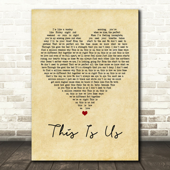 Keyshia Cole This Is Us Vintage Heart Song Lyric Quote Print