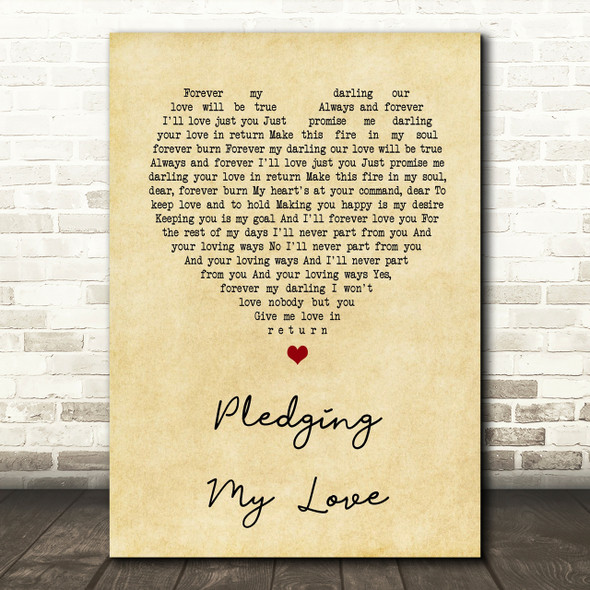 Marvin Gaye & Diana Ross Pledging My Love Vintage Heart Song Lyric Quote Print