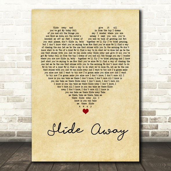 Noel Gallagher Slide Away Vintage Heart Song Lyric Quote Print