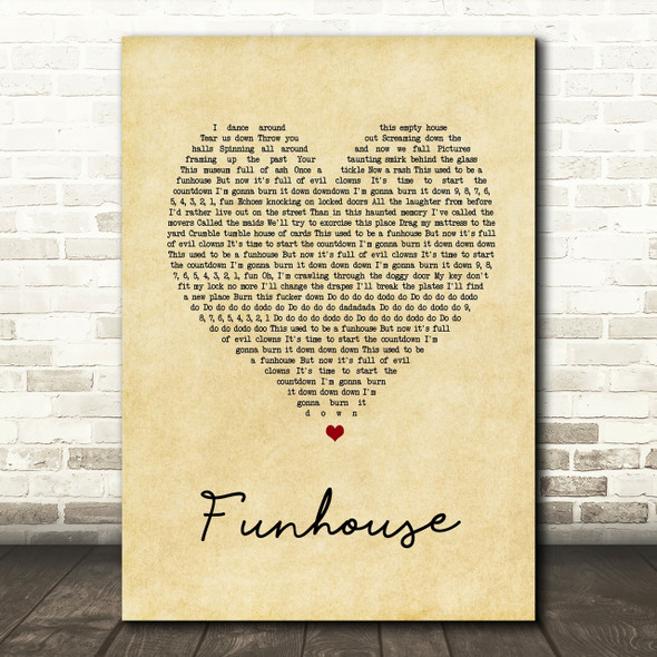 Pink Funhouse Vintage Heart Song Lyric Quote Print