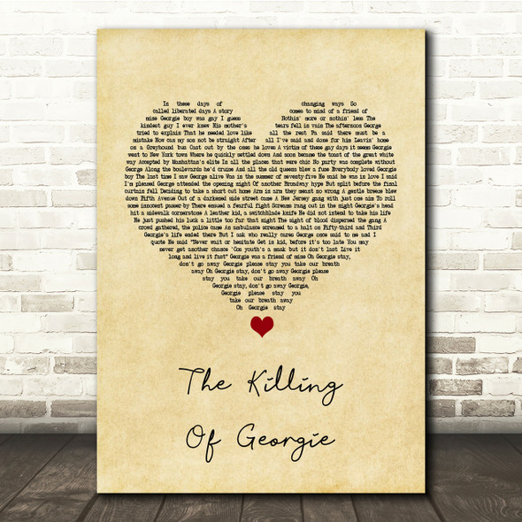 Rod Stewart The Killing Of Georgie Vintage Heart Song Lyric Quote Print
