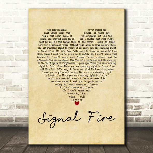 Snow Patrol Signal Fire Vintage Heart Song Lyric Quote Print