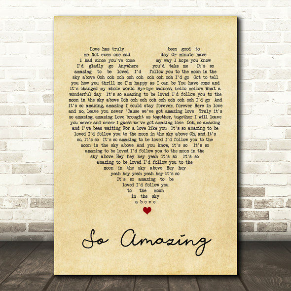 So Amazing Luther Vandross Vintage Heart Song Lyric Quote Print
