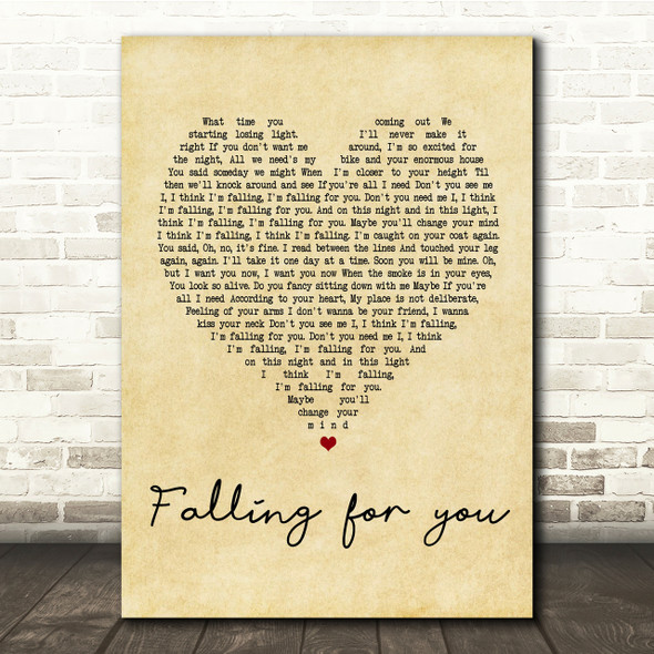 The 1975 Fallingforyou Vintage Heart Song Lyric Quote Print