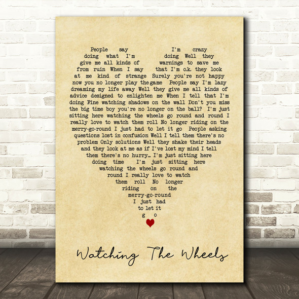 Watching The Wheels John Lennon Vintage Heart Quote Song Lyric Print