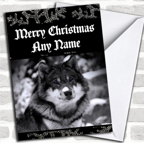 Beautiful Wolf Personalized Christmas Card