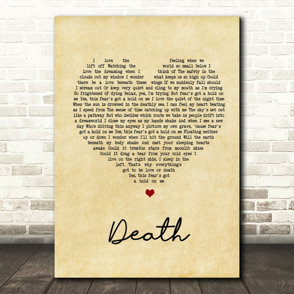 White Lies Death Vintage Heart Song Lyric Quote Print