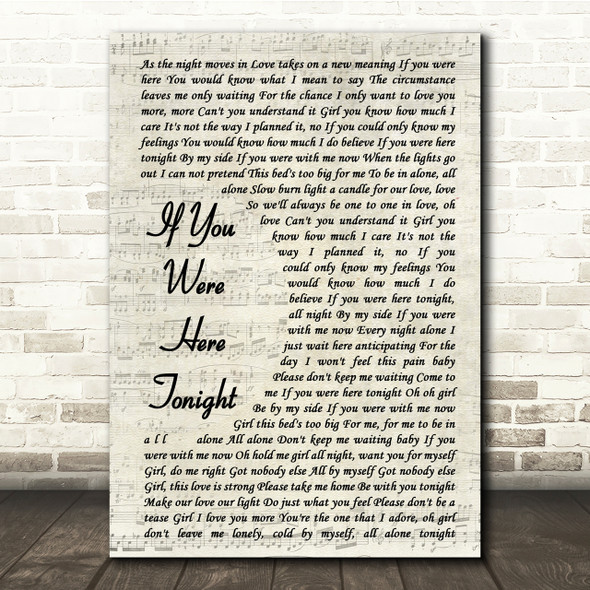 Alexander O'Neal If You Were Here Tonight Vintage Script Song Lyric Quote Print