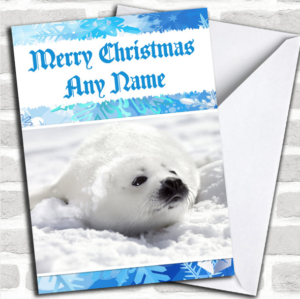 White Seal Personalized Christmas Card