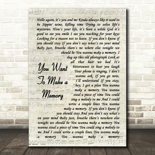 Bon Jovi You Want To Make A Memory Vintage Script Song Lyric Quote Print
