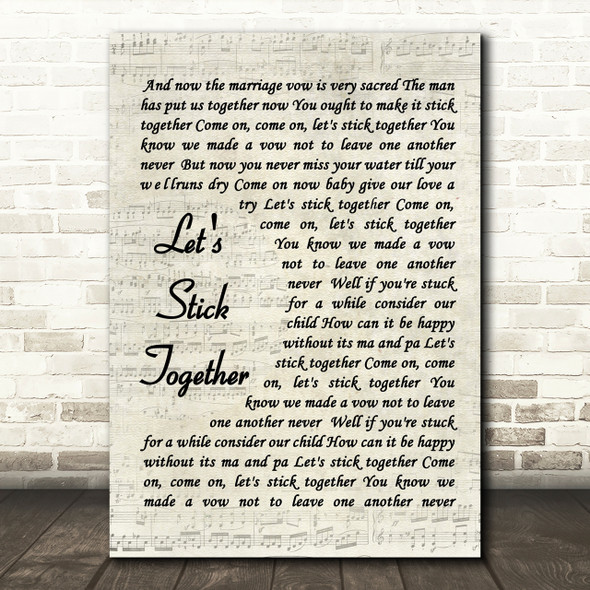Bryan Ferry Let's Stick Together Quote Song Lyric Print