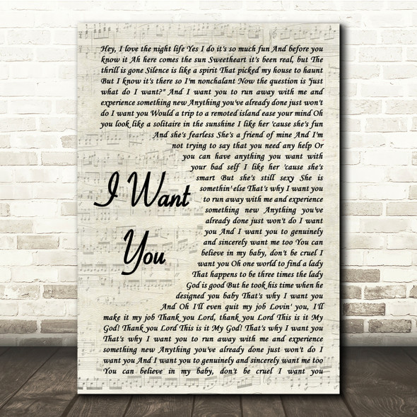 Cee Lo Green I Want You Vintage Script Song Lyric Quote Print