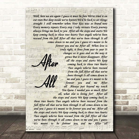 Cher After All Song Lyric Vintage Script Quote Print
