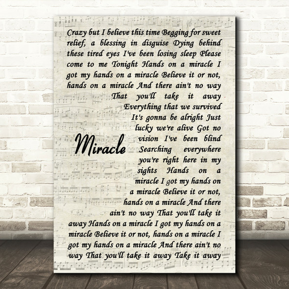 Foo Fighters Miracle Song Lyric Vintage Script Quote Print