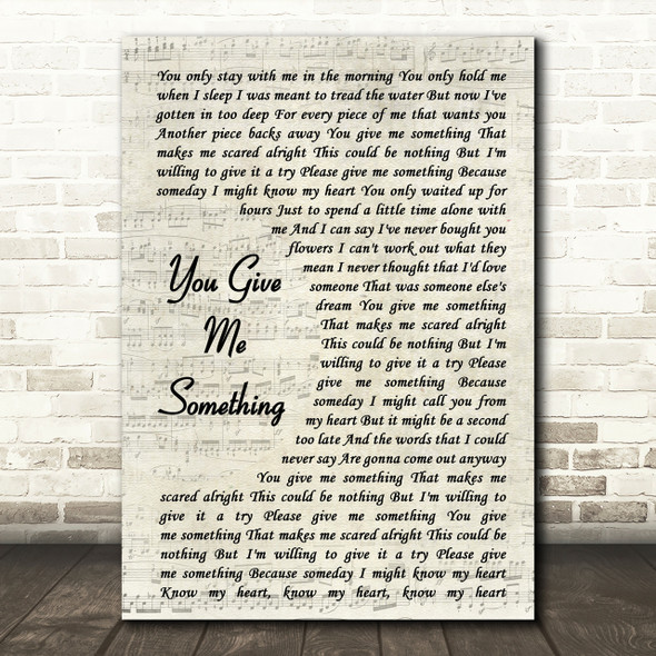 James Morrison You Give Me Something Vintage Script Song Lyric Quote Print