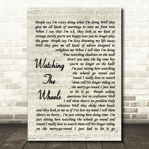 John Lennon Watching The Wheels Quote Song Lyric Print