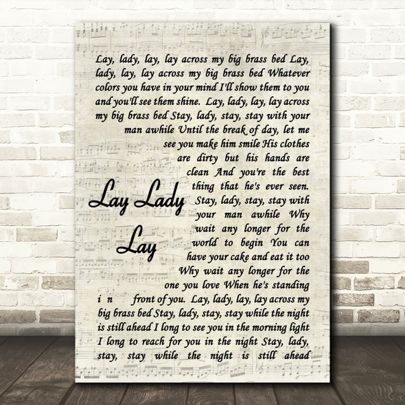 Lay Lady Lay Bob Dylan Script Quote Song Lyric Print