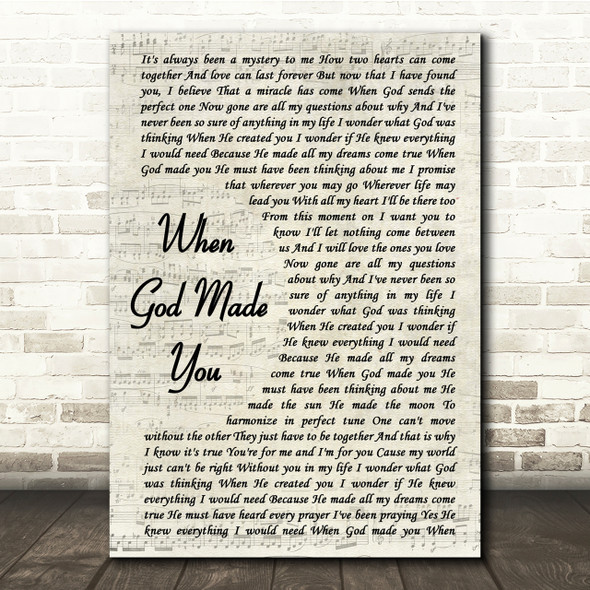 Newsong When God Made You Vintage Script Song Lyric Quote Print