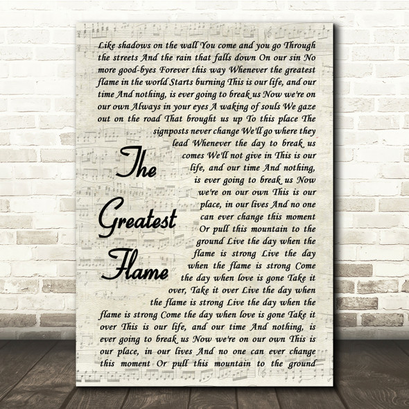 Runrig The Greatest Flame Vintage Script Song Lyric Quote Print