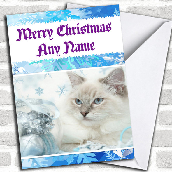 Beautiful Cat And Baubles Personalized Christmas Card