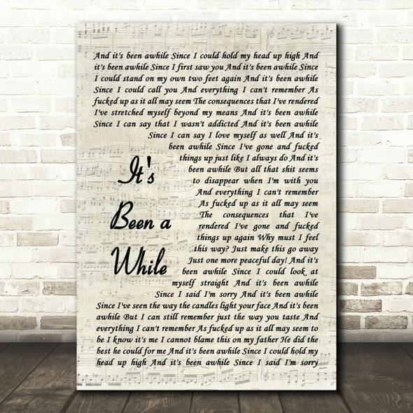 Staind It's Been A While Song Lyric Vintage Script Quote Print