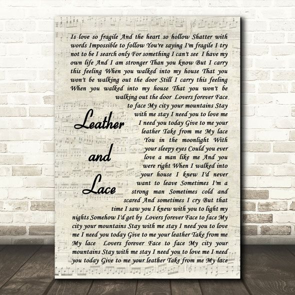 Stevie Nicks Leather And Lace Song Lyric Vintage Script Quote Print